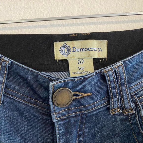 Democracy Ab Solution High Rise Dark Denim Raw Him Side Slit Slim Jeans Size 10 - Picture 3 of 12